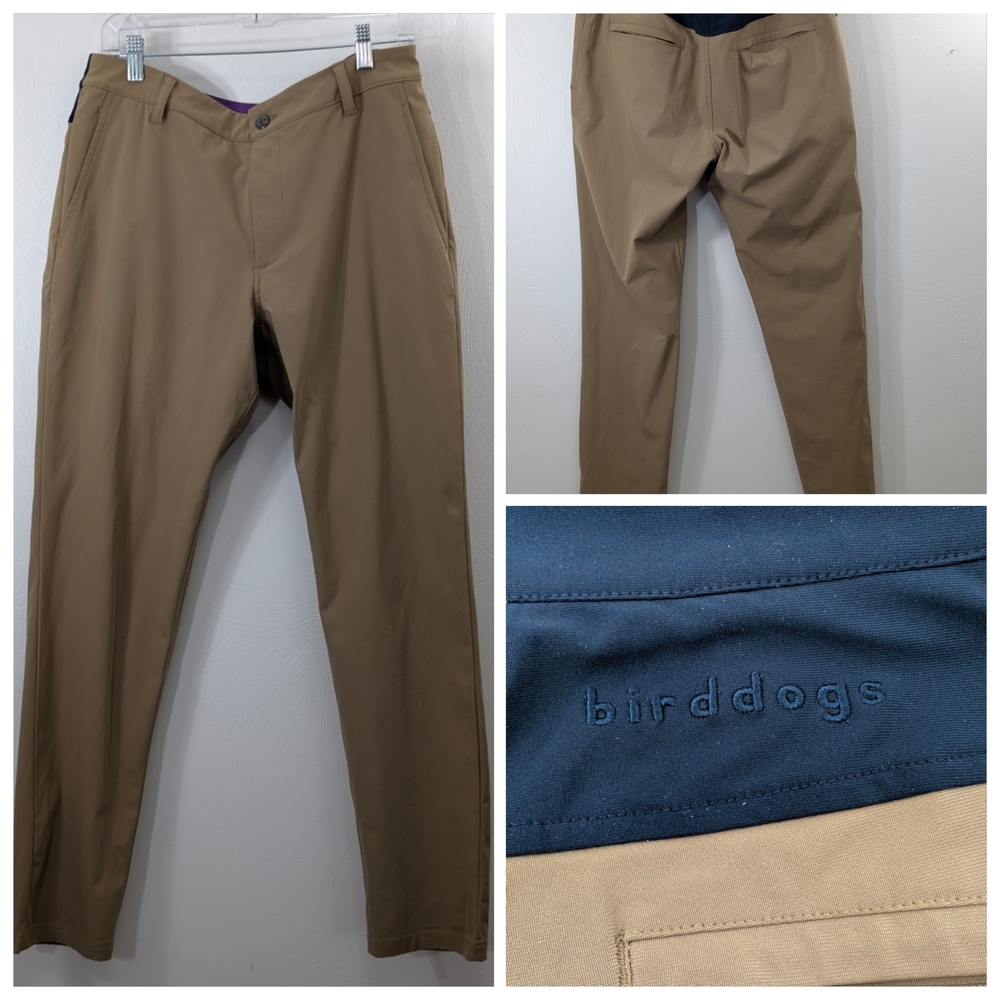 Bird Dog Boom Pants Mens 34X32 Stretch Flex 5-Pocket Chino Tan Performance Lined